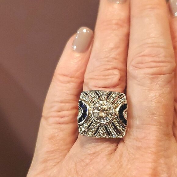 JOESEPH ESPOSITO, SAPPHIRE Diamonique Ring, Stamped ESPO,925,CZ,Sizs 5, NWOT! - Picture 3 of 7